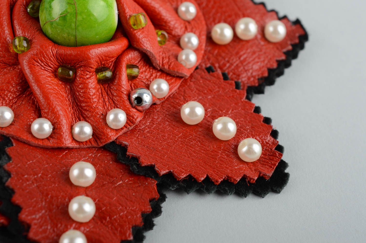 Flower brooch leather jewelry handmade jewellery designer accessories gift ideas photo 5
