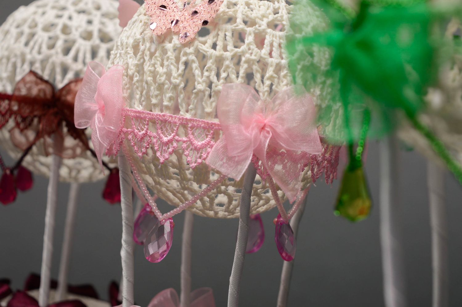 Decorative air balloon with threads and ribbons photo 3