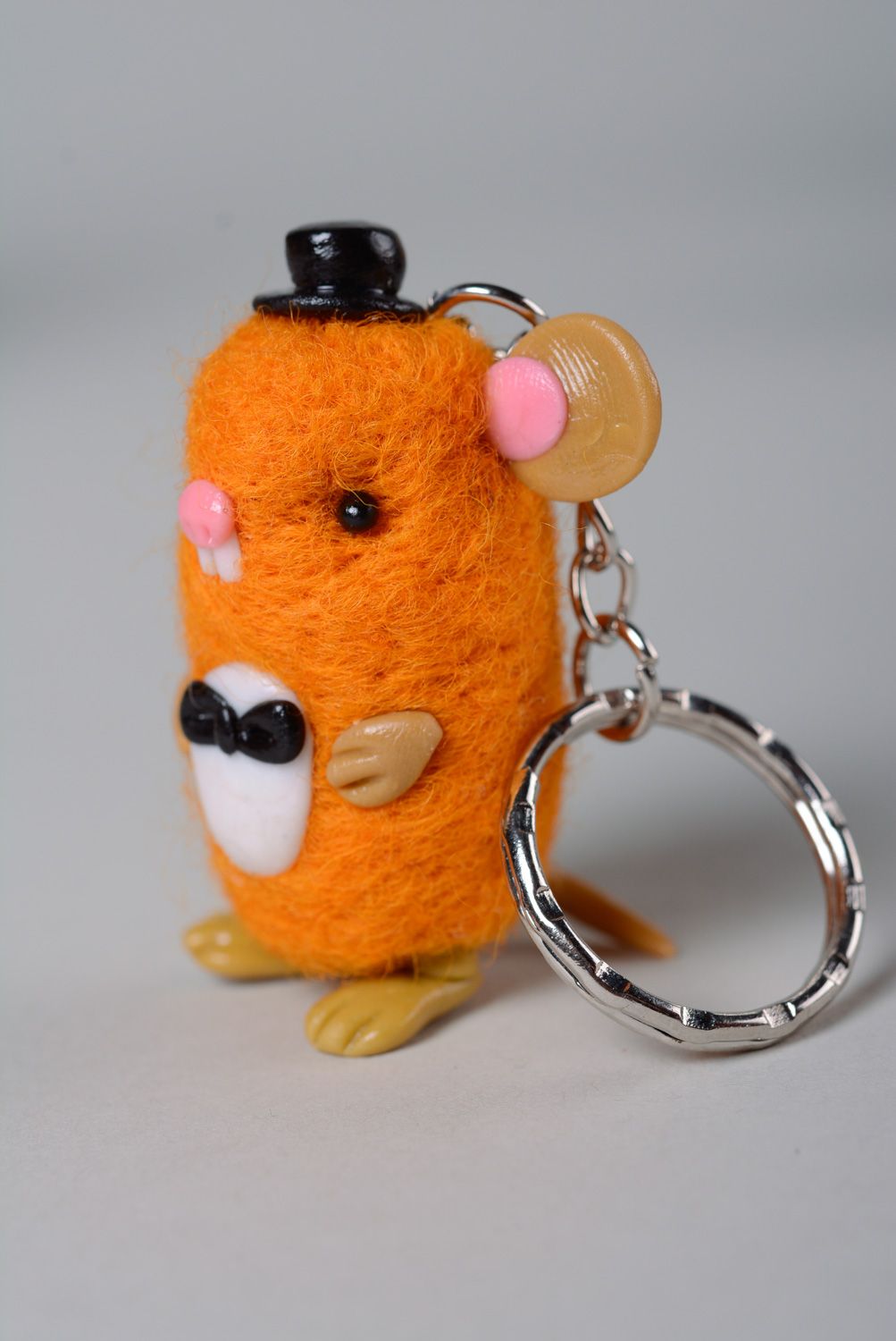 Keychain toy hand made of wool and polymer clay Hamster photo 2