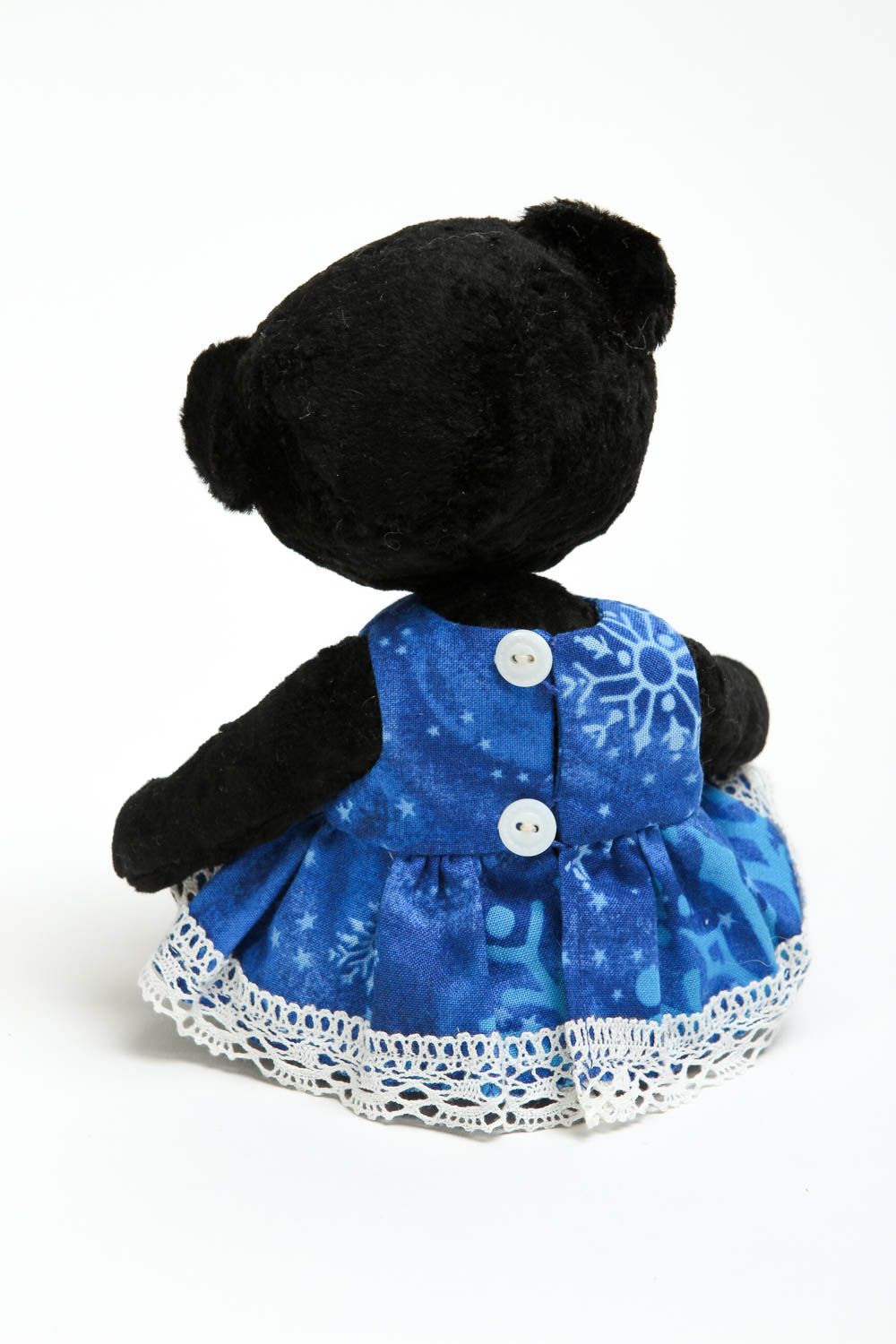 Handmade Plüsch Bär im blauen Kleid Stoff Spielzeug Geschenk für Kinder foto 4