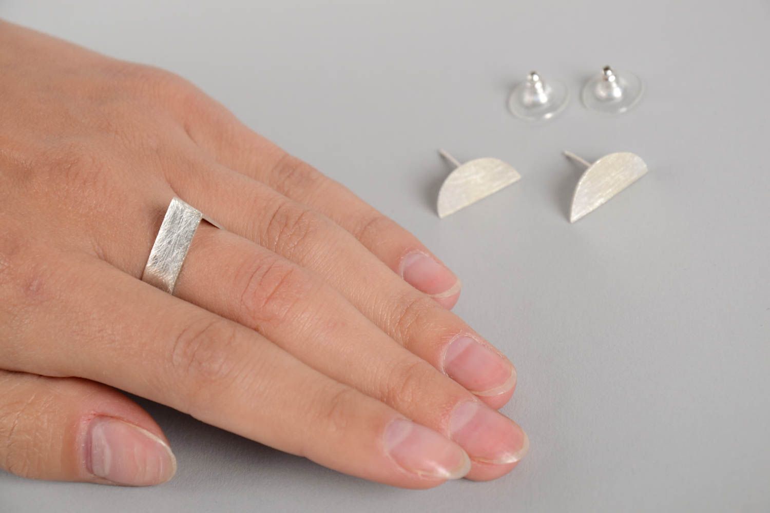 Украшения ручной работы серебряные украшения серьги и кольцо из серебра фото 2