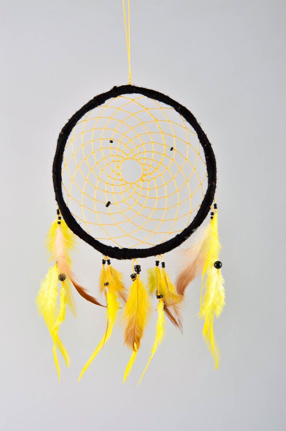Deko Anhänger handmade stilvolles originelles Geschenk Traumfänger klein in Gelb foto 4