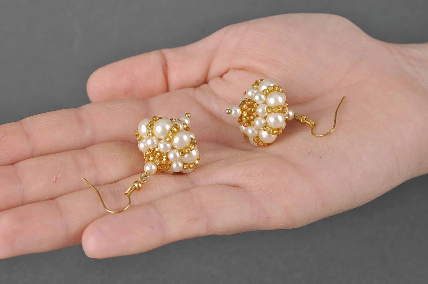 Boucles d'oreilles en perles de rocaille italiennes et perles artificielles Couronne  photo 5