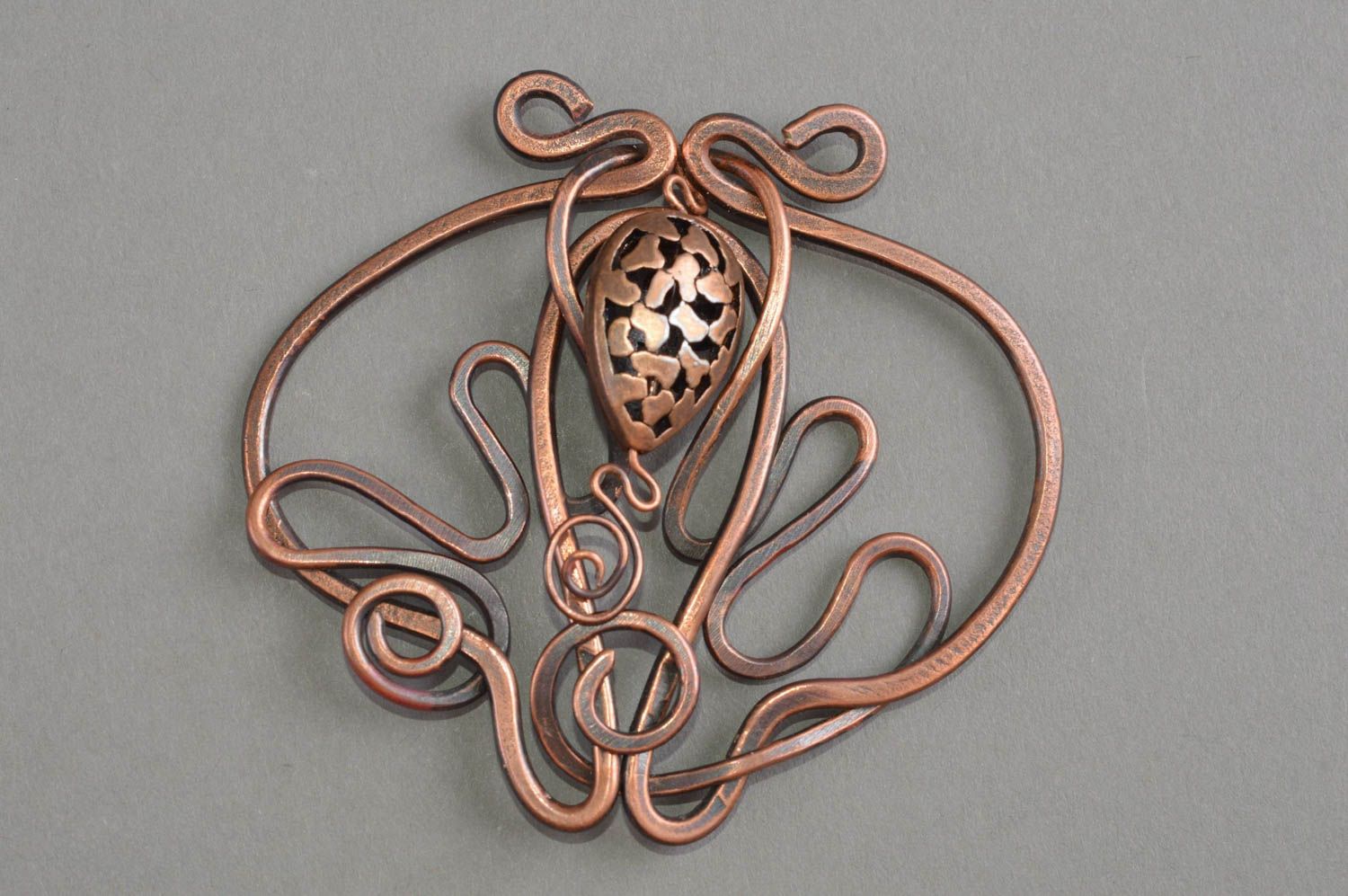 Handmade copper pendant designer accessories ethnic jewelry metal necklace photo 2