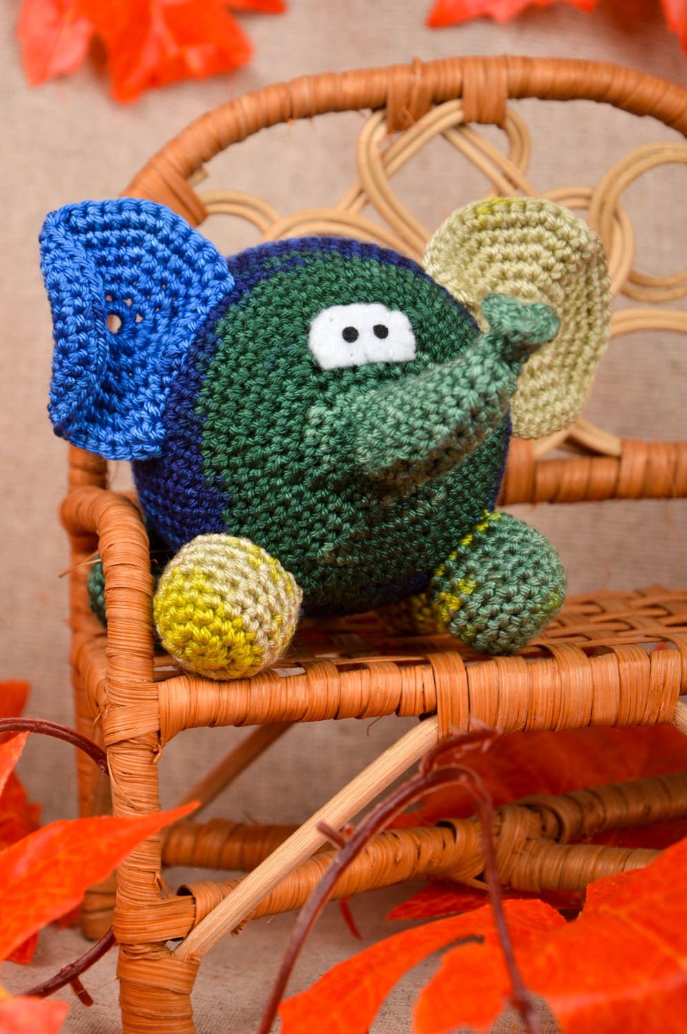 Buntes Stoff Kuscheltier handmade Elefant Spielzeug Geschenk für Kinder schön foto 1