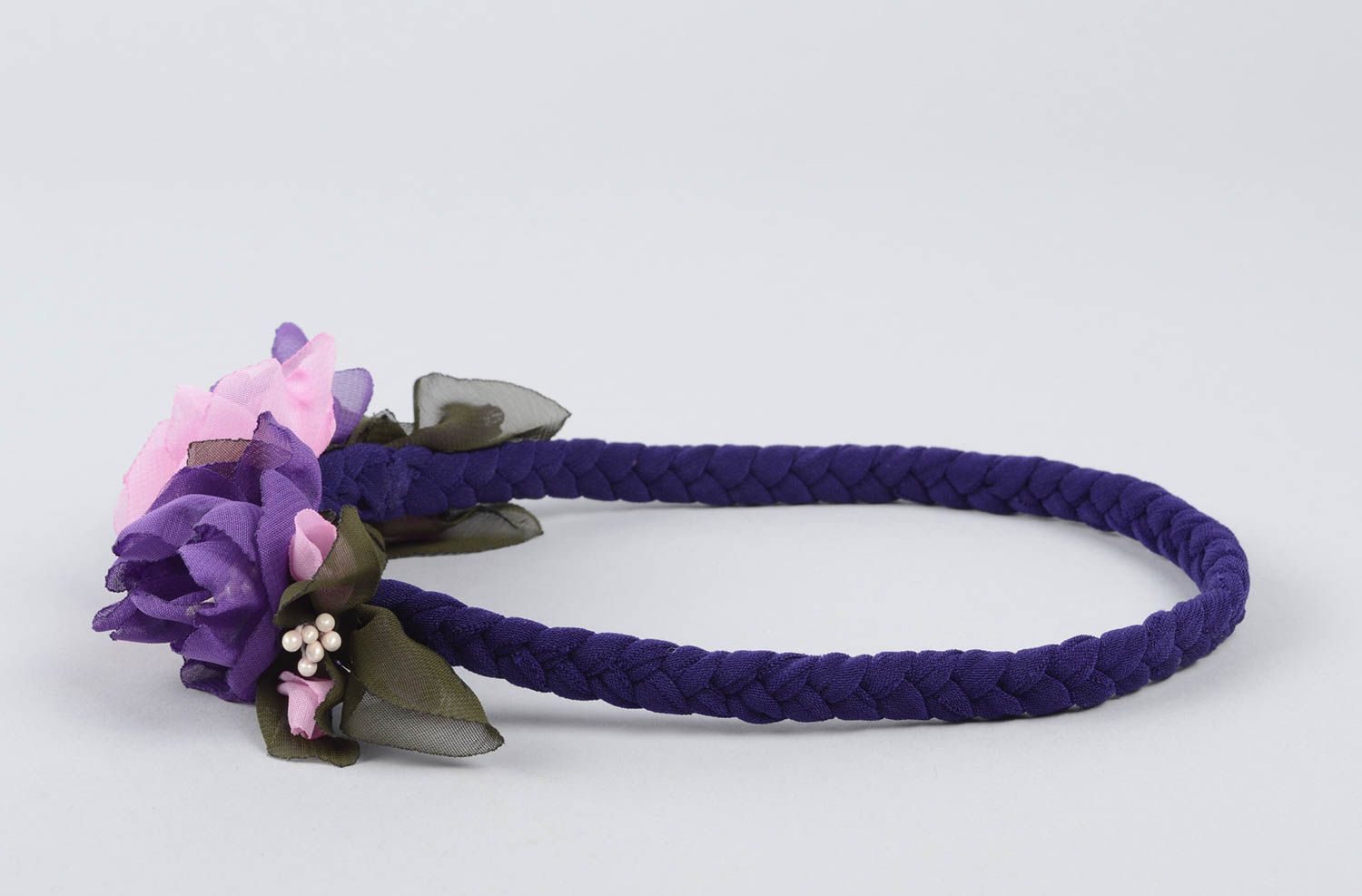 Аксессуар для волос хенд мейд фиолетовая полоска для волос повязка на голову фото 3