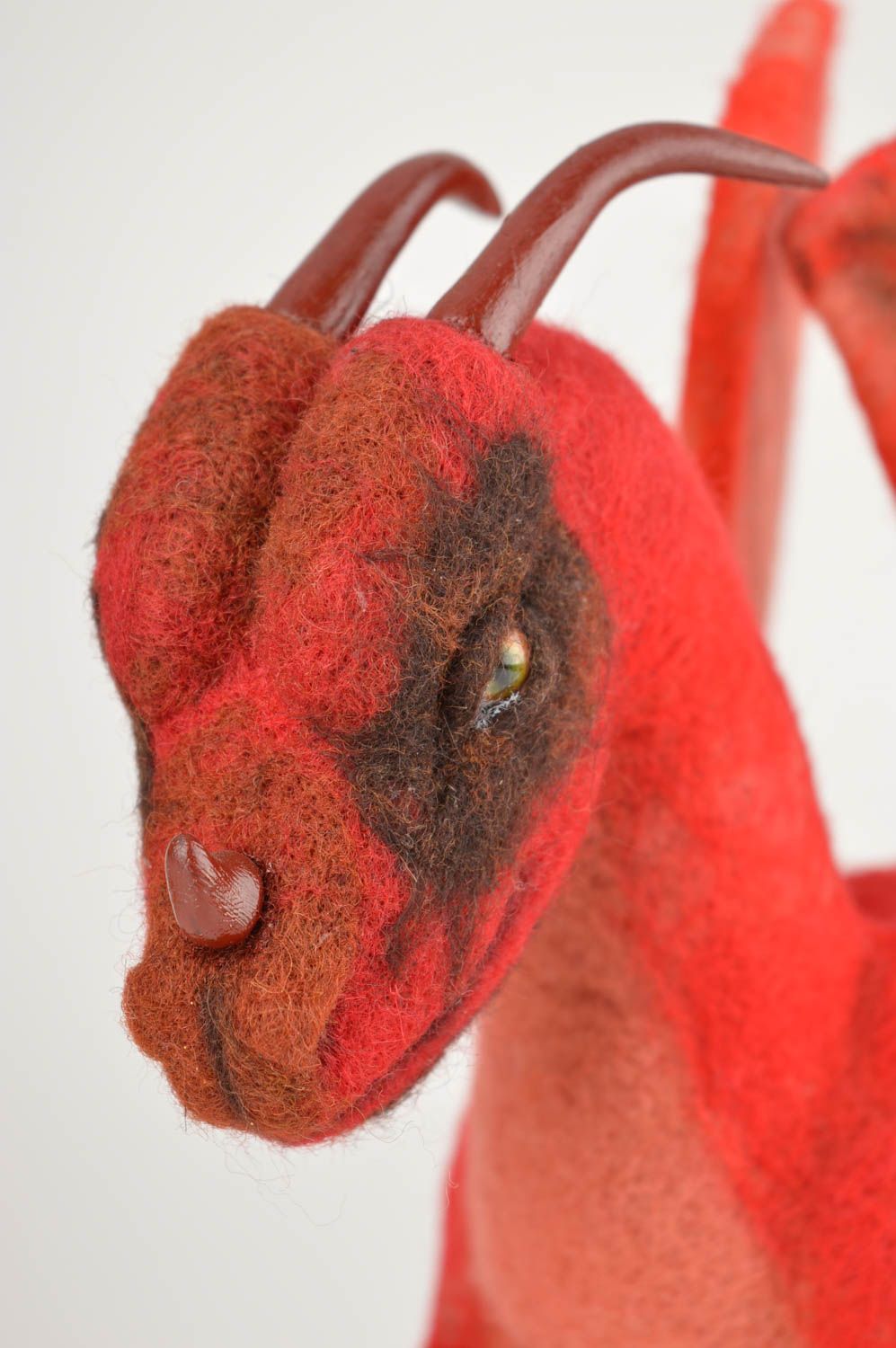 Peluche décorative Jouet en laine fait main dragon rouge Idée Déco chambre photo 2