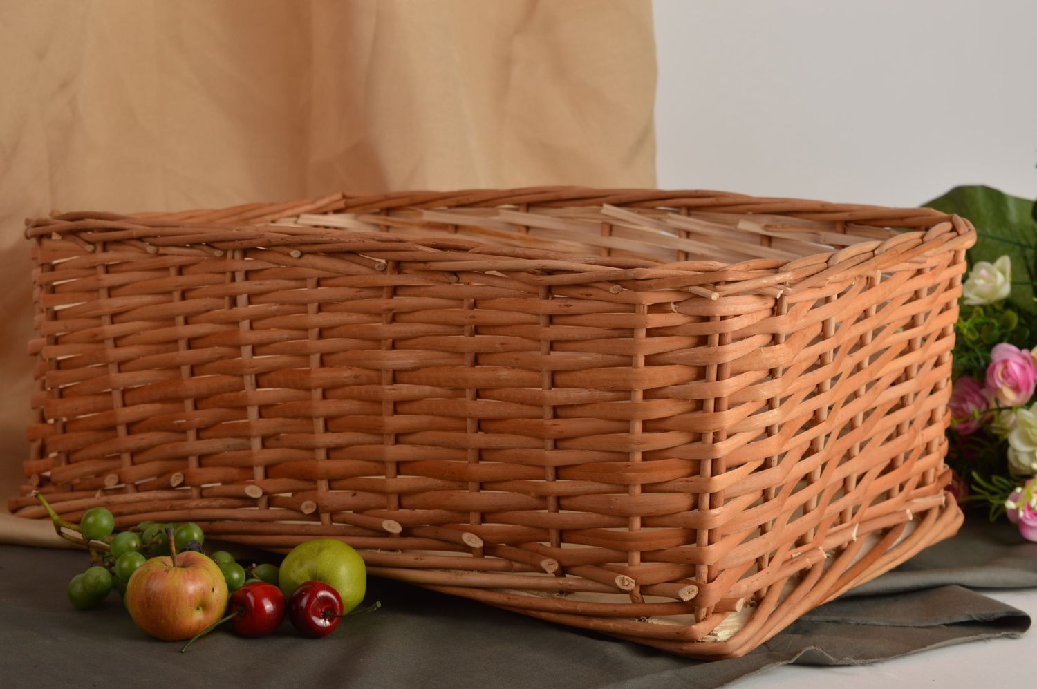 Handmade beautiful cute basket woven basket for bread kitchen utensils photo 1