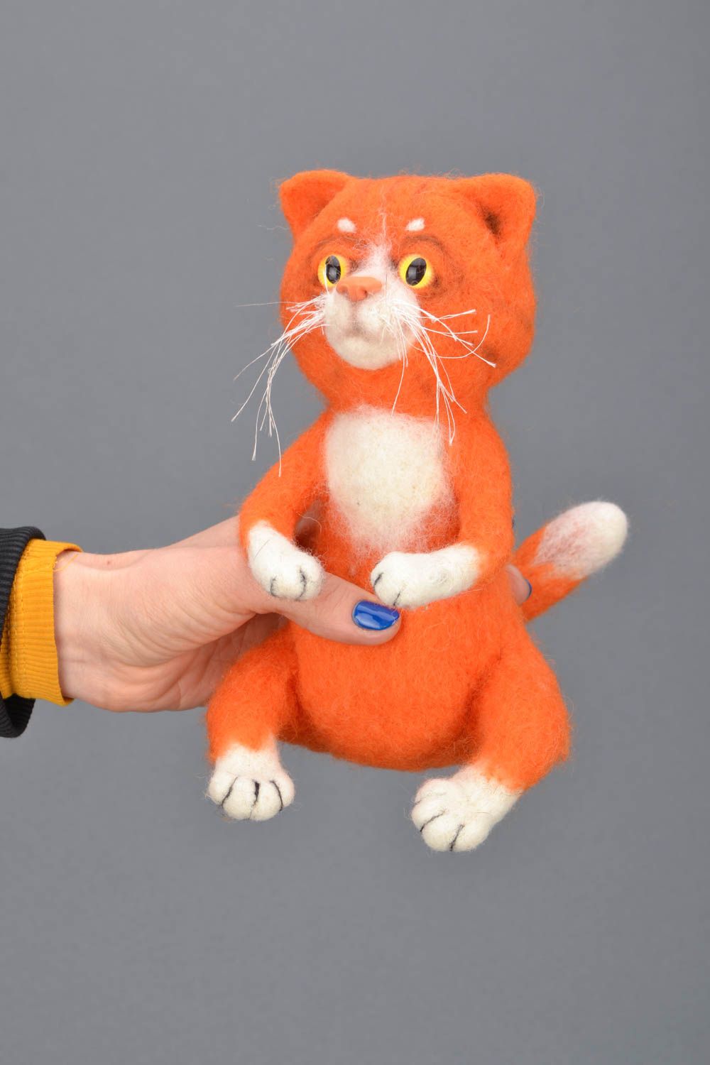 Валяная игрушка кот рыжий фото 4