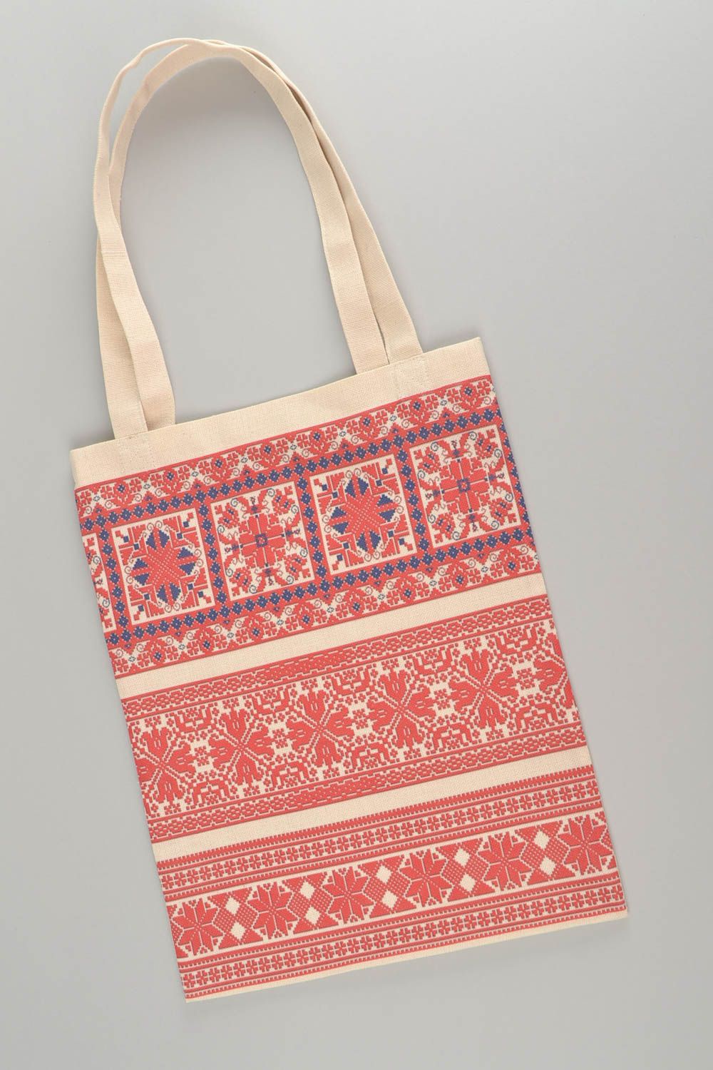Женская сумка из ткани в эко-стиле большая с этническим рисунком ручной работы фото 3