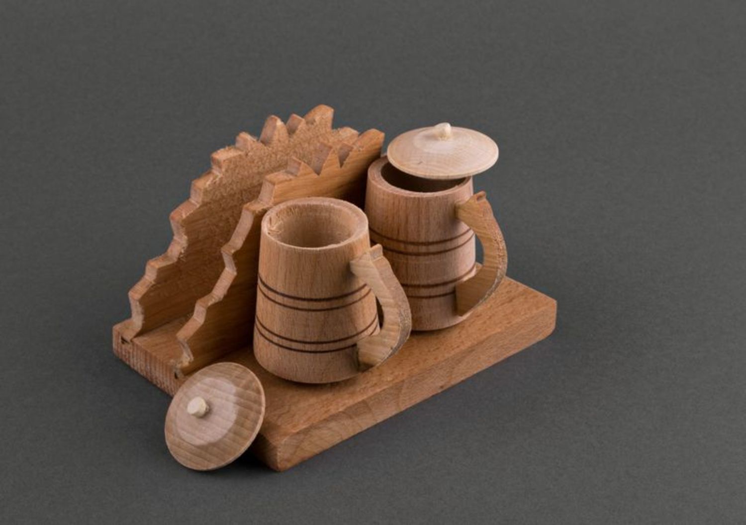 Wooden stand for napkins, salt-cellar and pepper-shaker photo 2