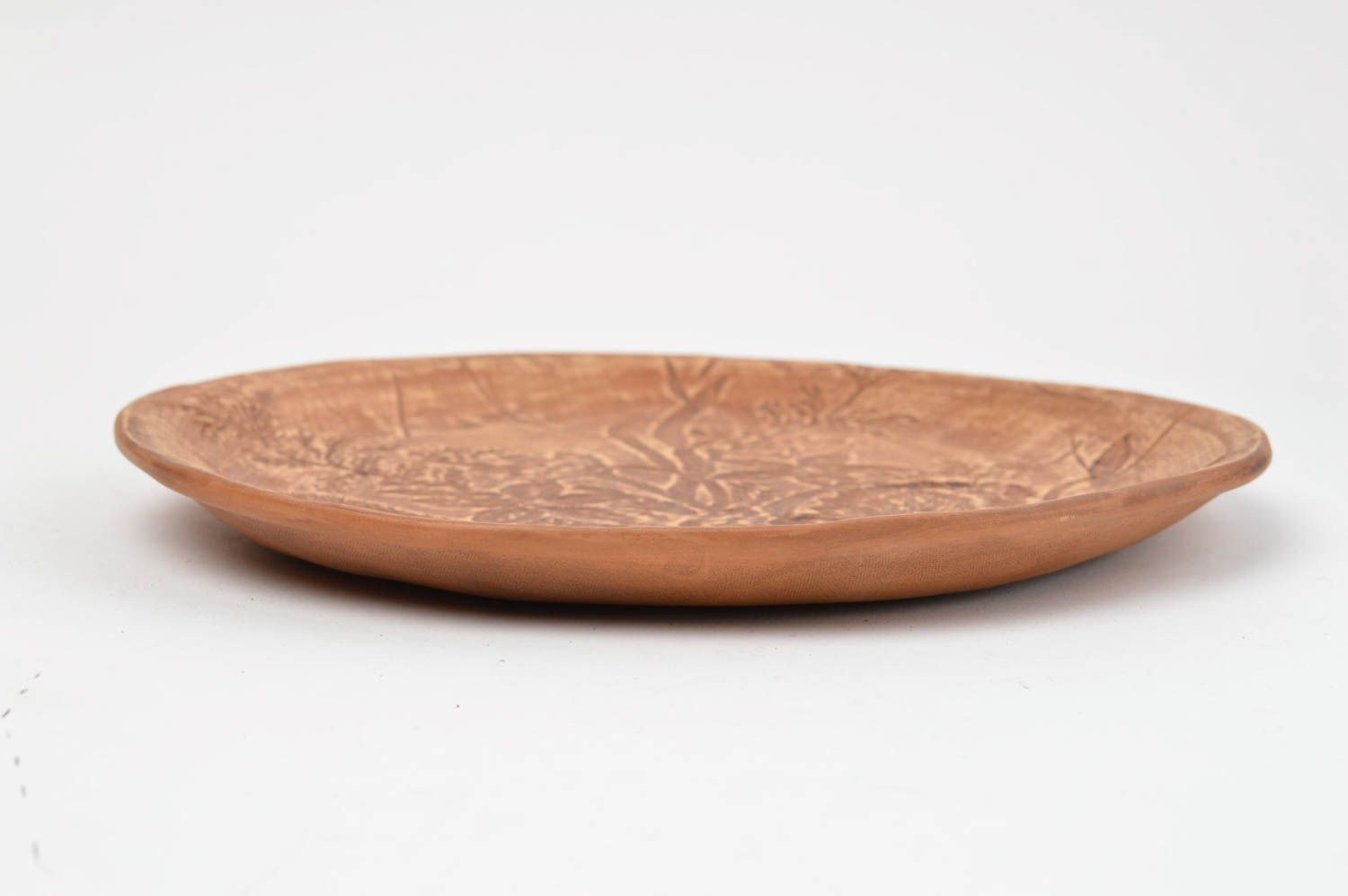 Большая тарелка из красной глины с узором ручной работы оригинальная Джунгли фото 3