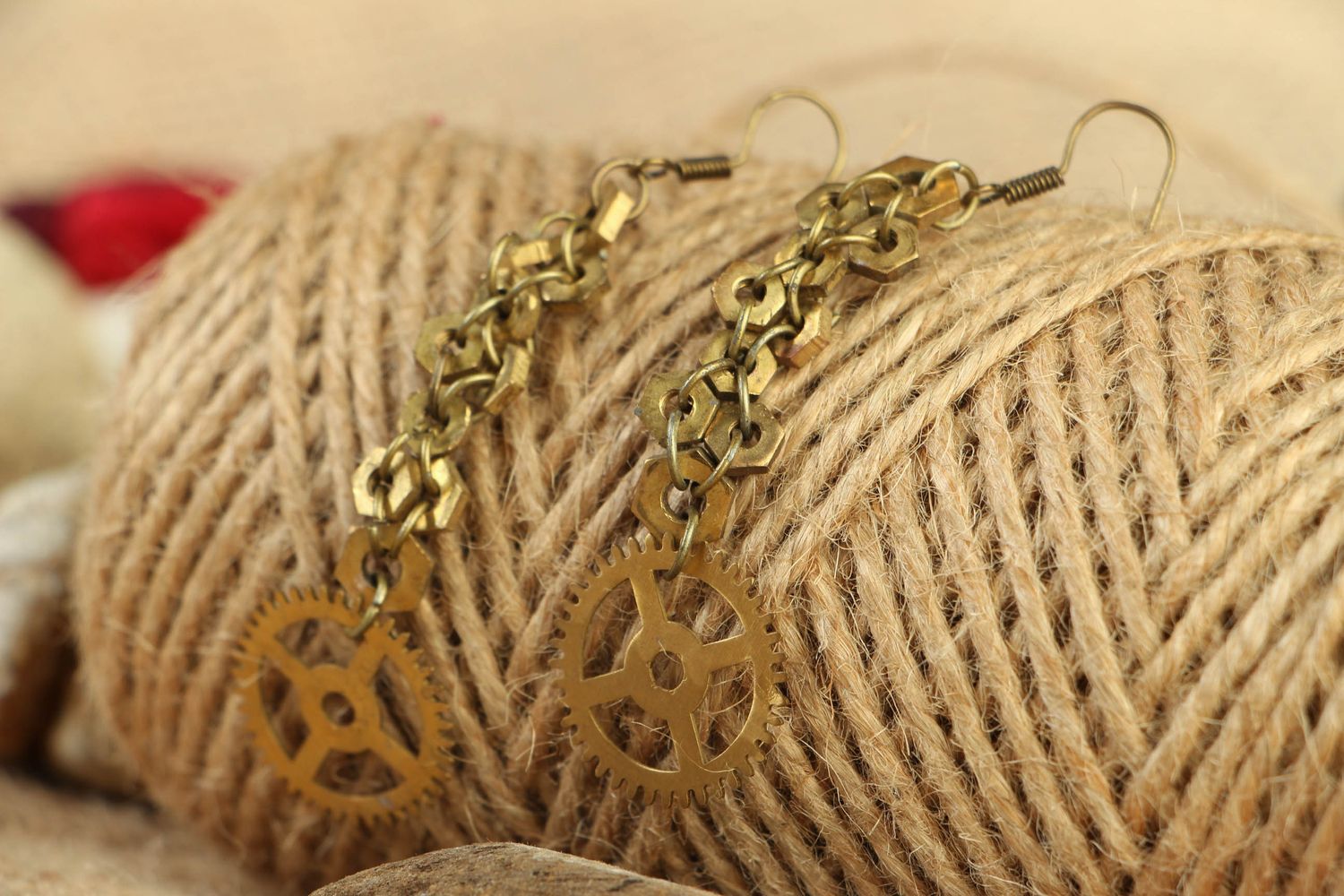 Handmade metal earrings in steampunk style photo 4