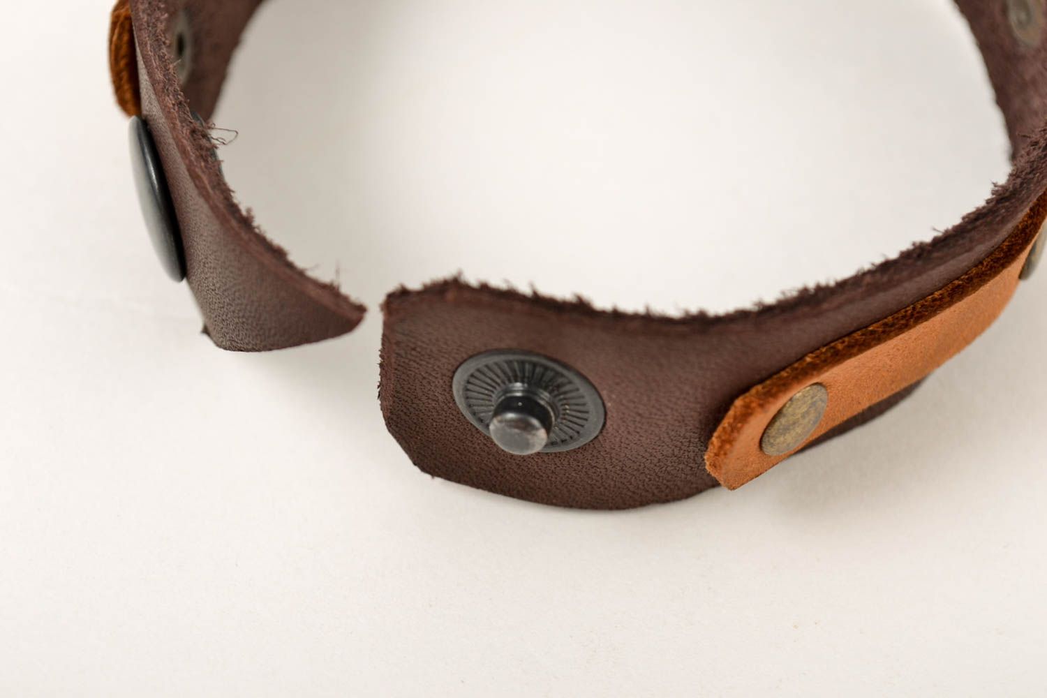 Handmade Leder Armband in Braun Designer Schmuck Accessoire für Männer breit foto 5