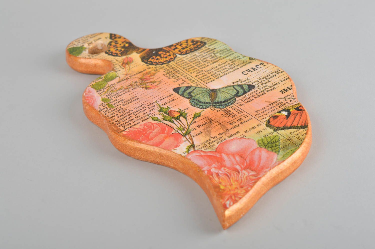Handmade kitchen accessory wooden decoupage cutting board decorative use only photo 3