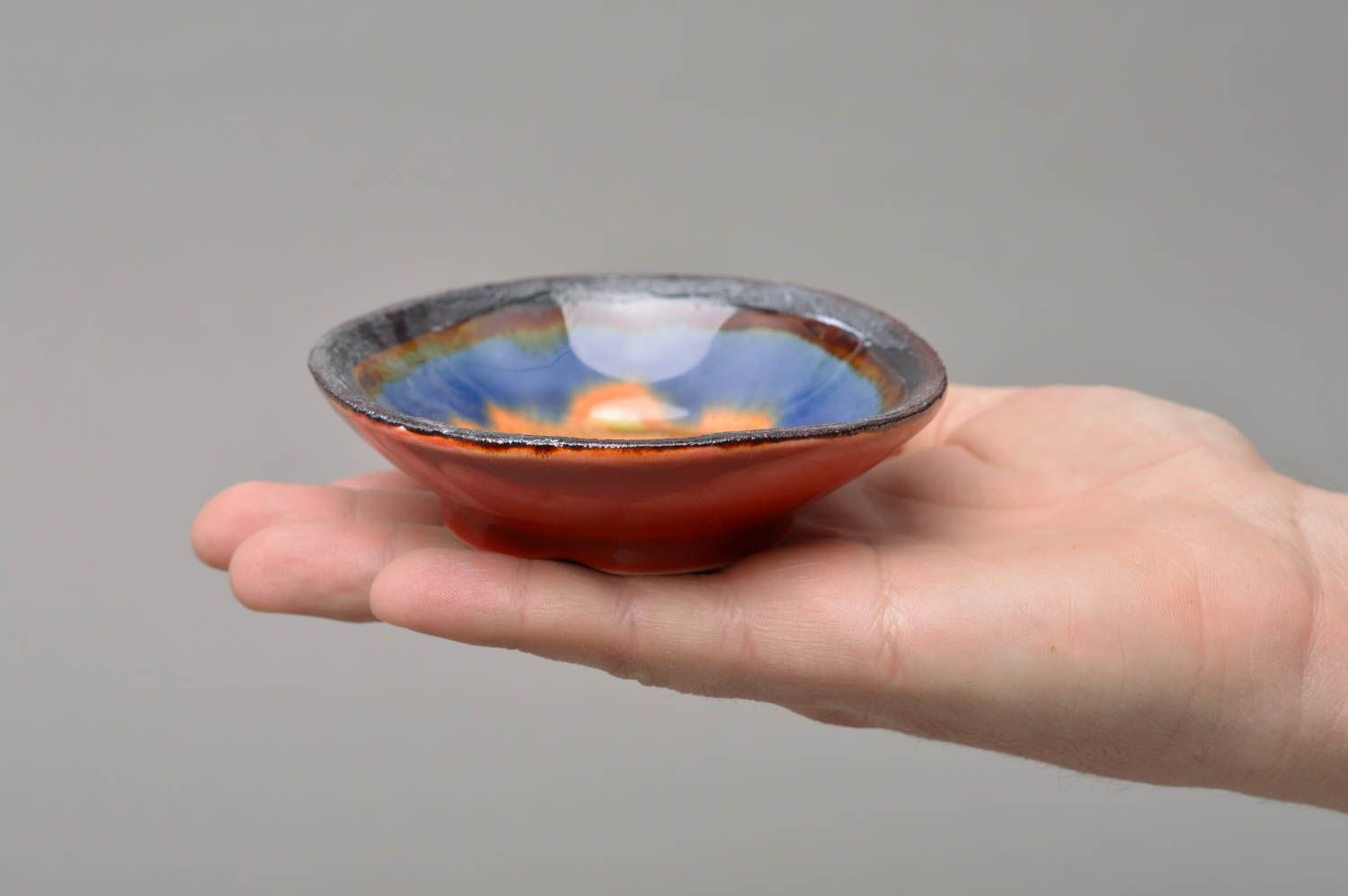 Handmade designer unusaul small porcelain bowl majolica ceramics for decor photo 4