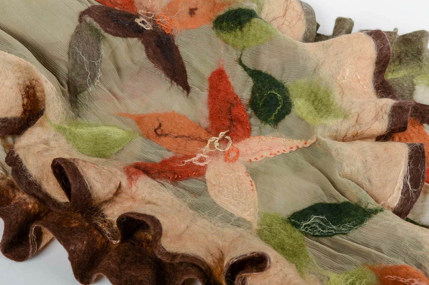 Écharpe femme en tissu Châle fait main Idée cadeau pastel motif floral original photo 5