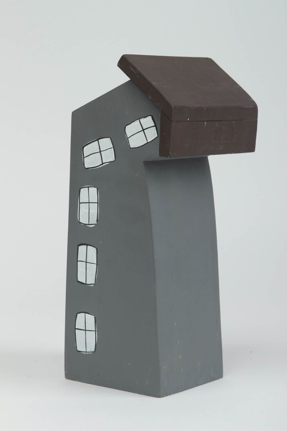 Figura artesanal con forma de casa gris decoración de hogar regalo original  foto 2