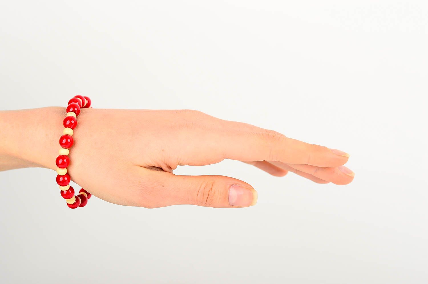 Handmade unusual bracelet beaded summer jewelry female wooden bracelet photo 2