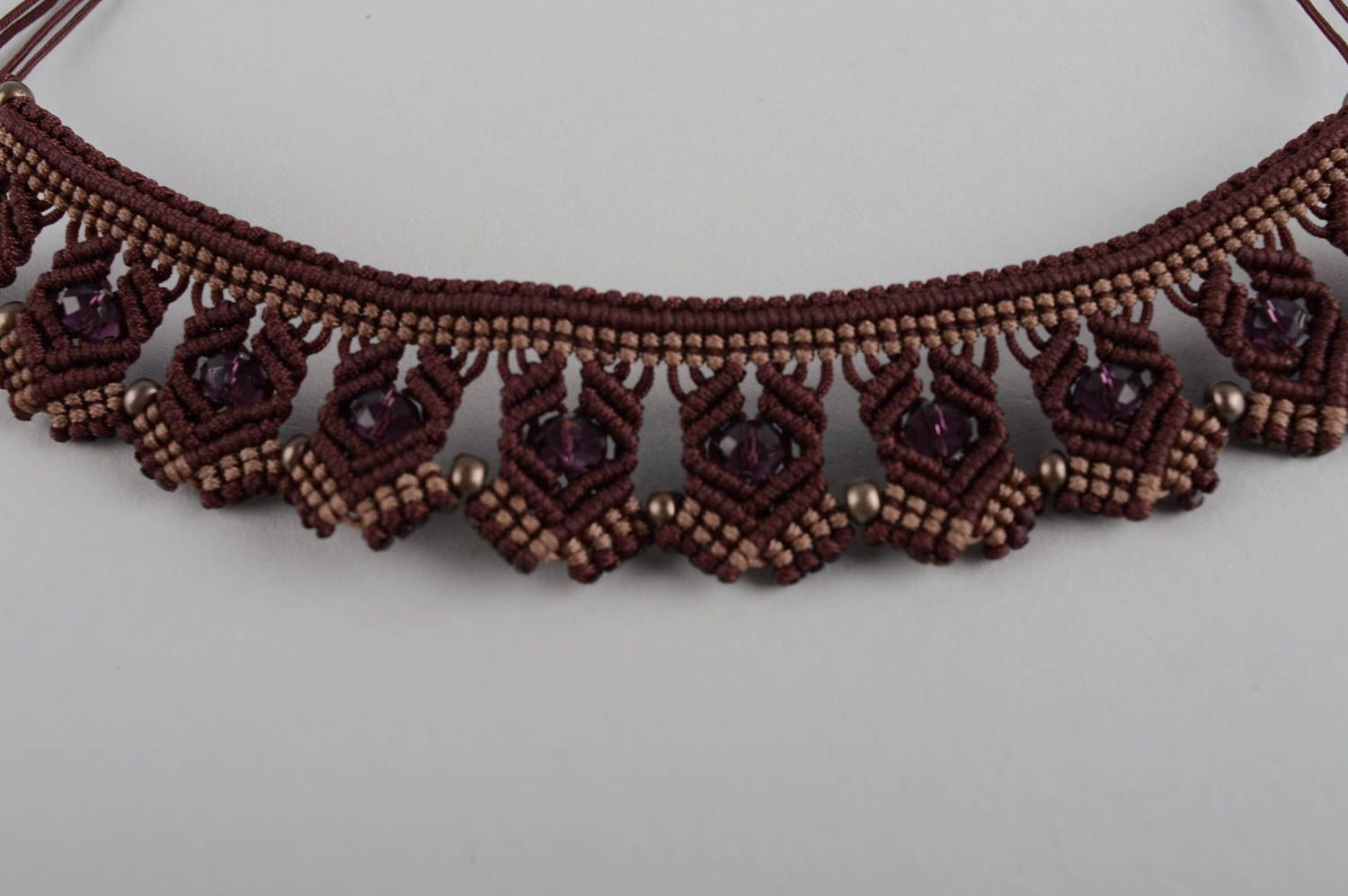 Collier tricot Bijou fait main fils de nylon perles de rocaile Cadeau femme photo 3