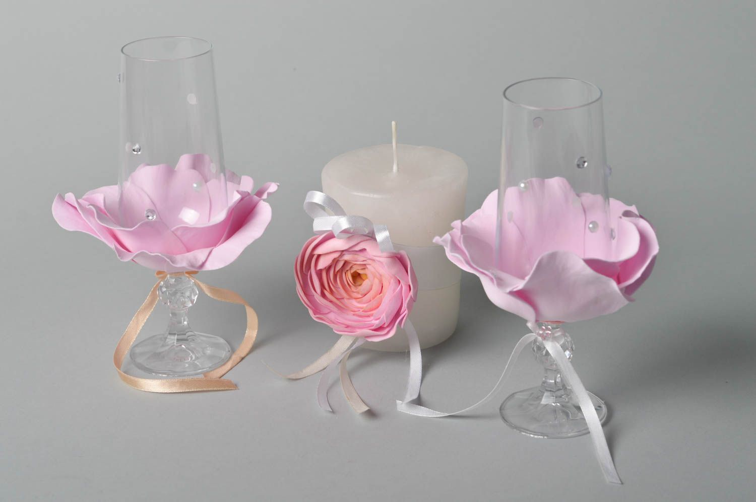 Handmade wedding glasses wedding candle wedding decorations wedding gift ideas photo 2