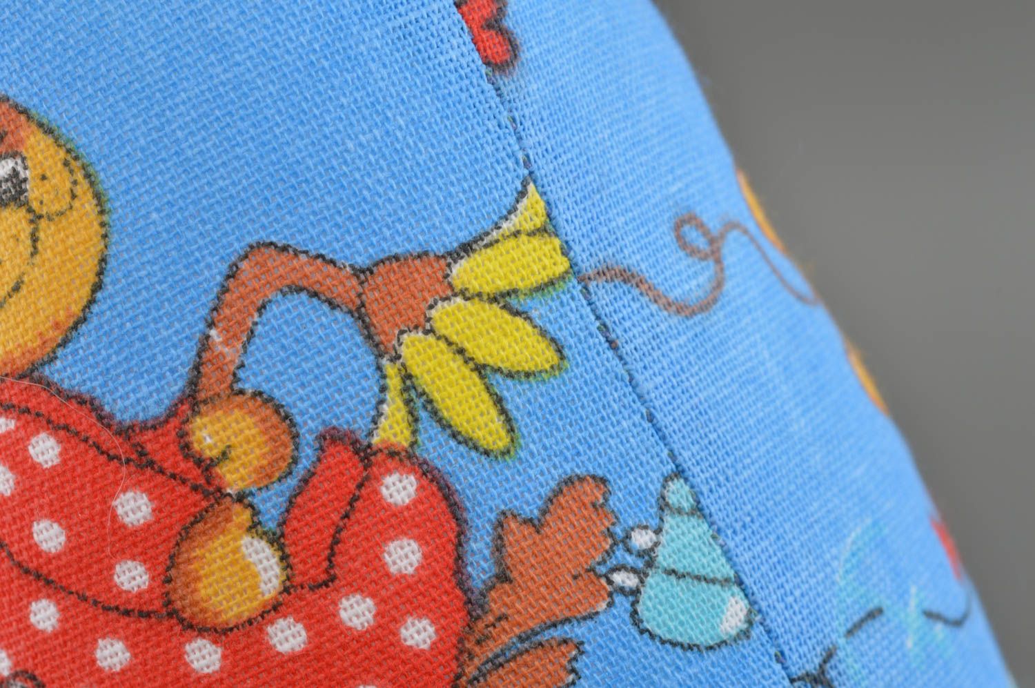 Jouet mou en tissu fait main décoratif original pour enfant forme de chat bleu photo 5