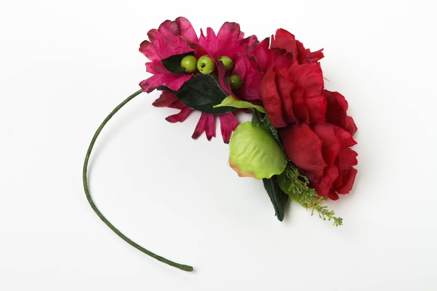 Handmade Haar Accessoire Damen Modeschmuck Frisur Haarreif mit großen Blumen rot foto 2