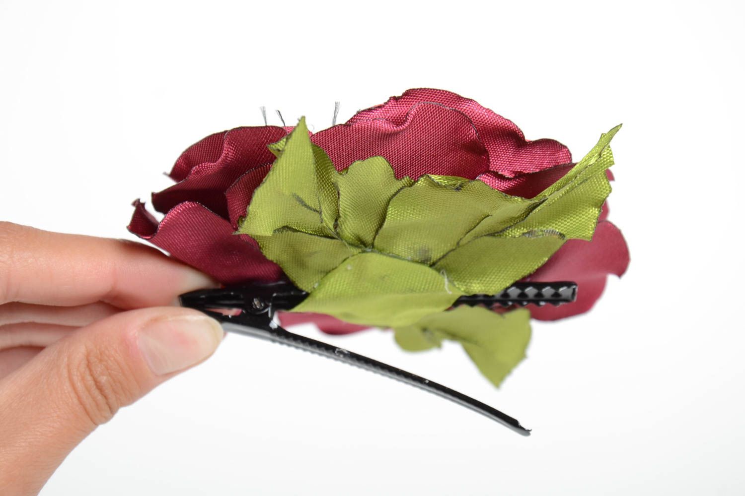 Barrette fleur faite main Accessoire cheveux grand pavot Cadeau pour femme photo 5