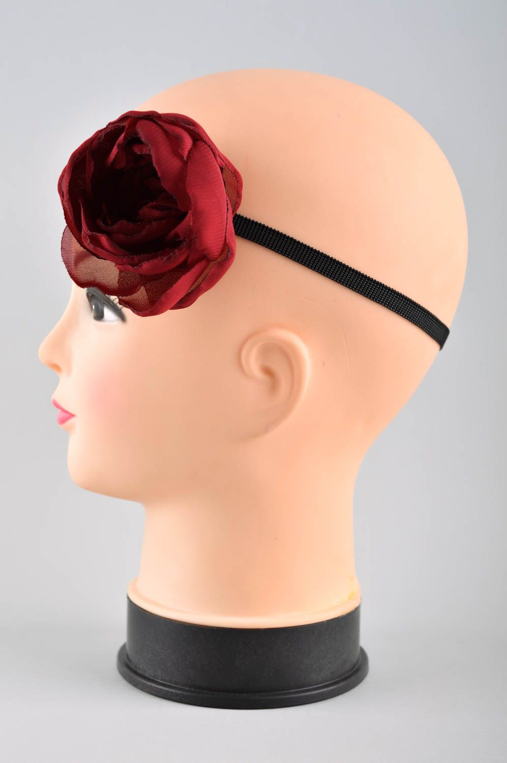 Bordeaux Haarband mit Blumen handmade Accessoire für Kinder Mädchen Haarschmuck foto 3
