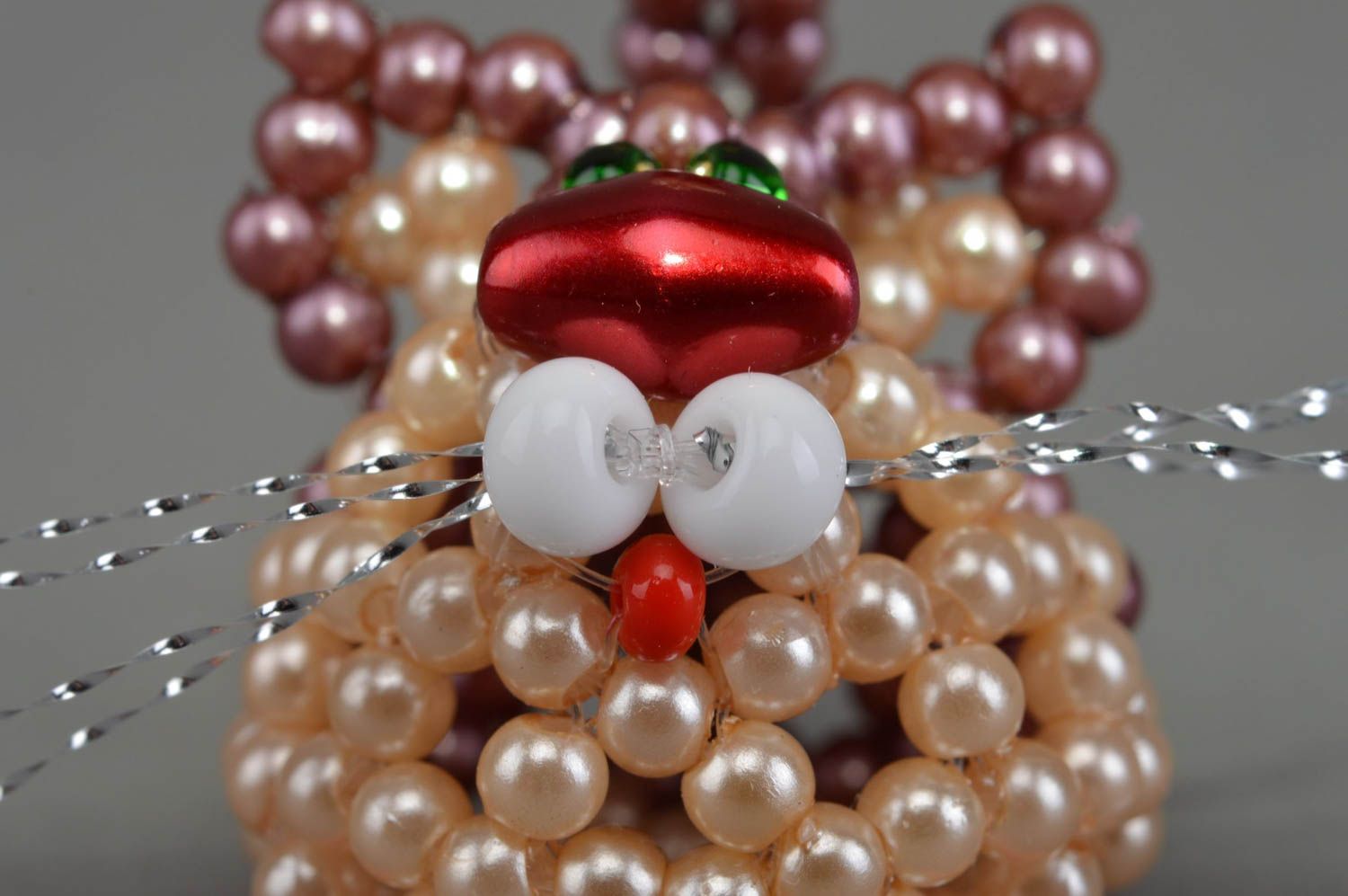 Chat en perles de rocaille figurine décorative faite main pour intérieur photo 5