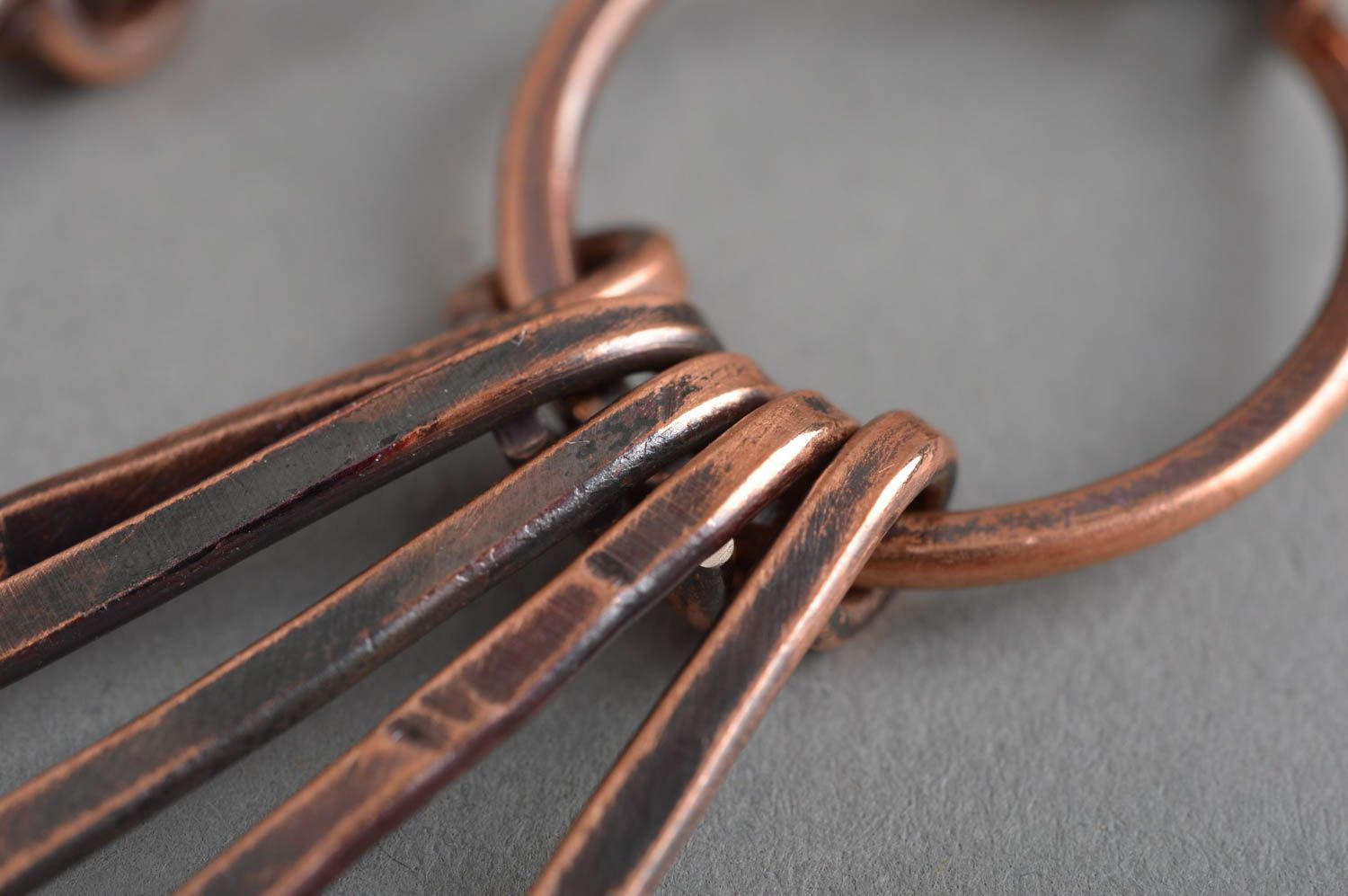 Pendientes hechos a mano de metal bisutería de cobre accesorio para mujer  foto 5