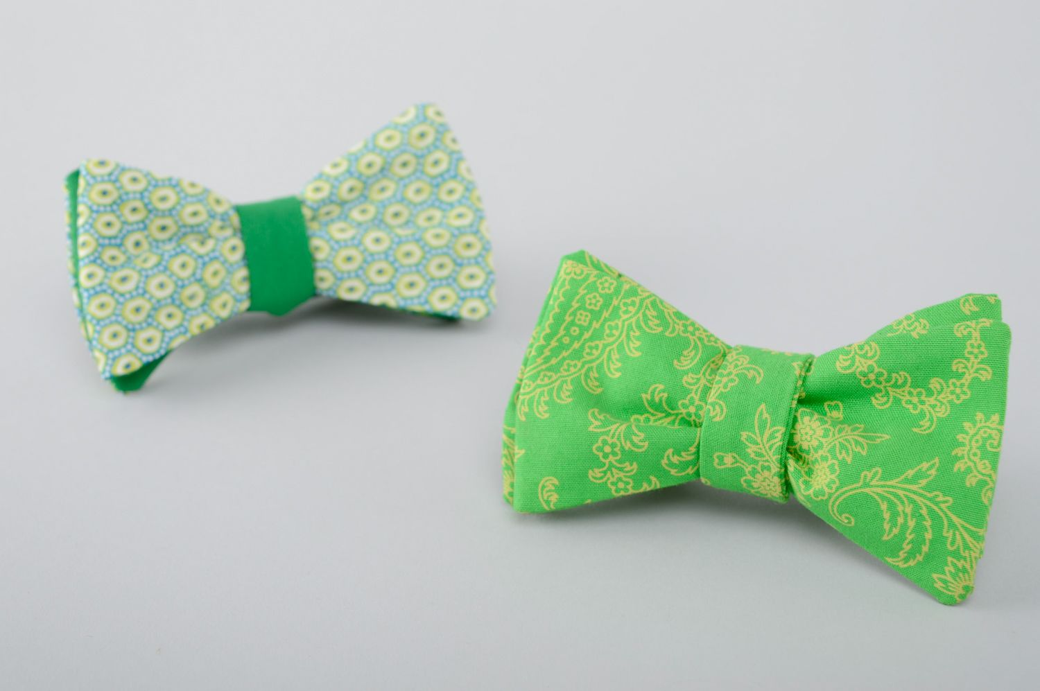 Unisex green fabric bow tie photo 5