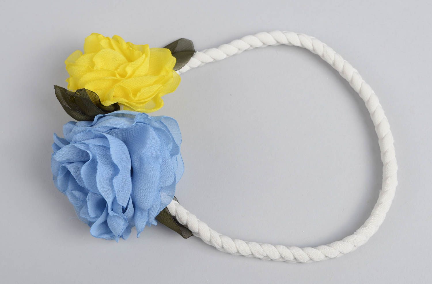 Blau gelbes Blumen Haarband handmade Designer Schmuck Accessoire für Haare foto 4