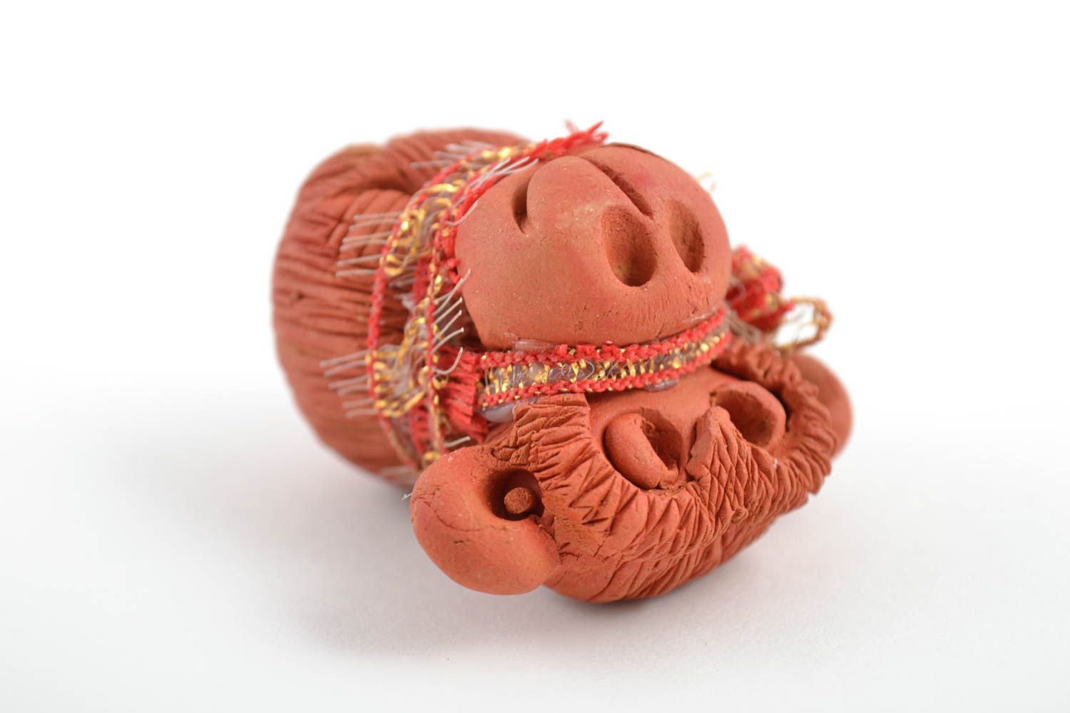 Figurine singe en terre cuite faite main marron peinte de couleurs acryliques photo 5