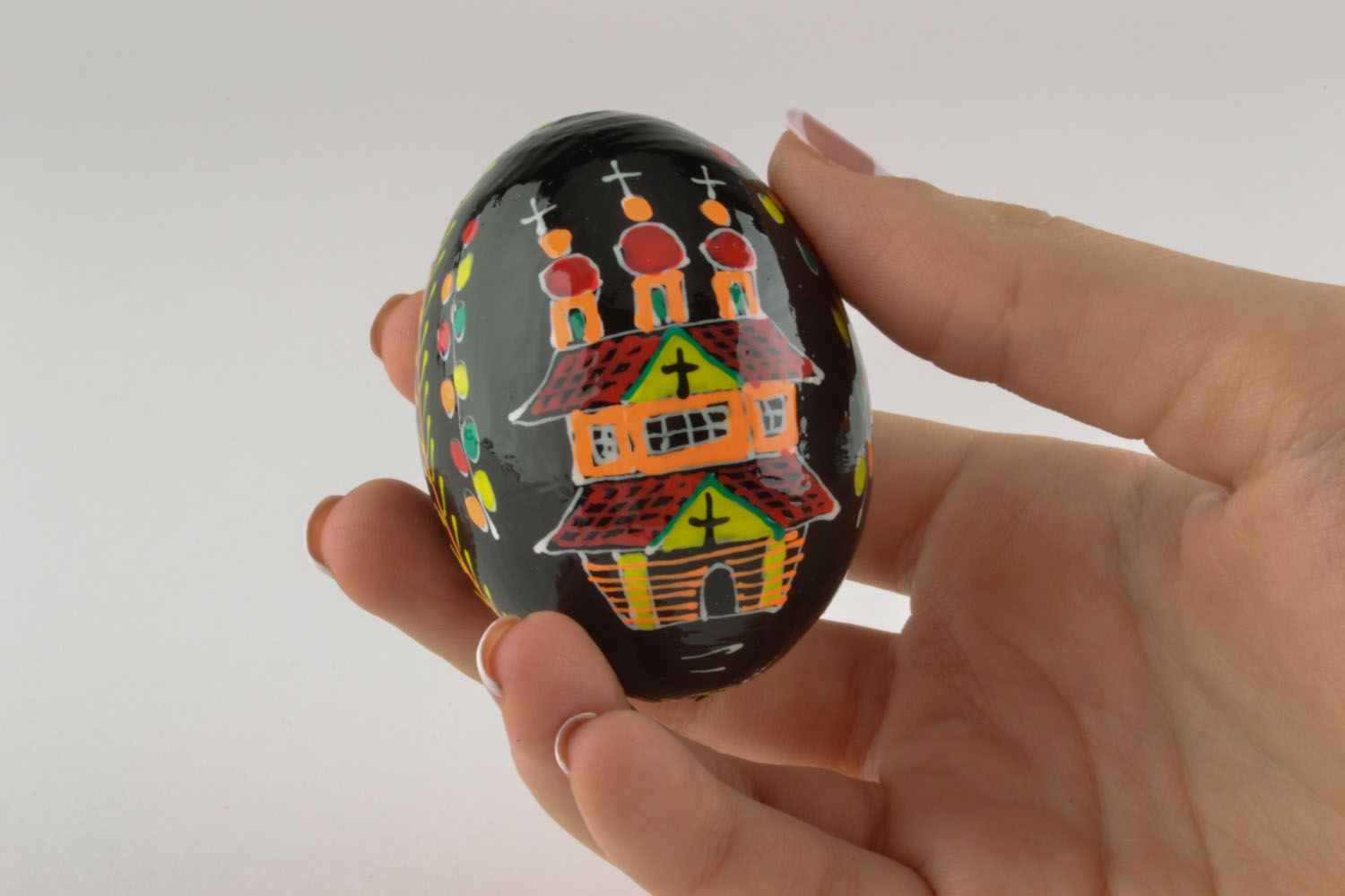 Handmade wooden painted egg photo 2
