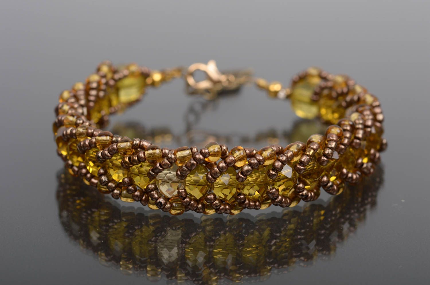Tow-row golden color beads adjustable bracelet for teen girls photo 1