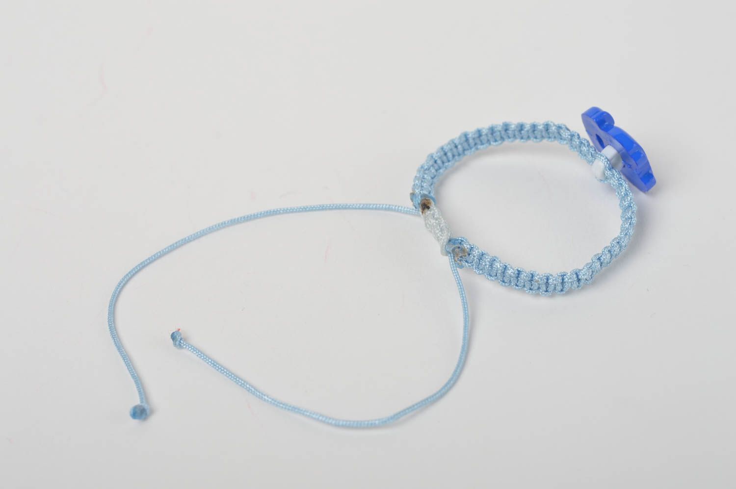 Bracelet tressé bleu Bijou fait main original avec téléphone Cadeau enfant photo 5
