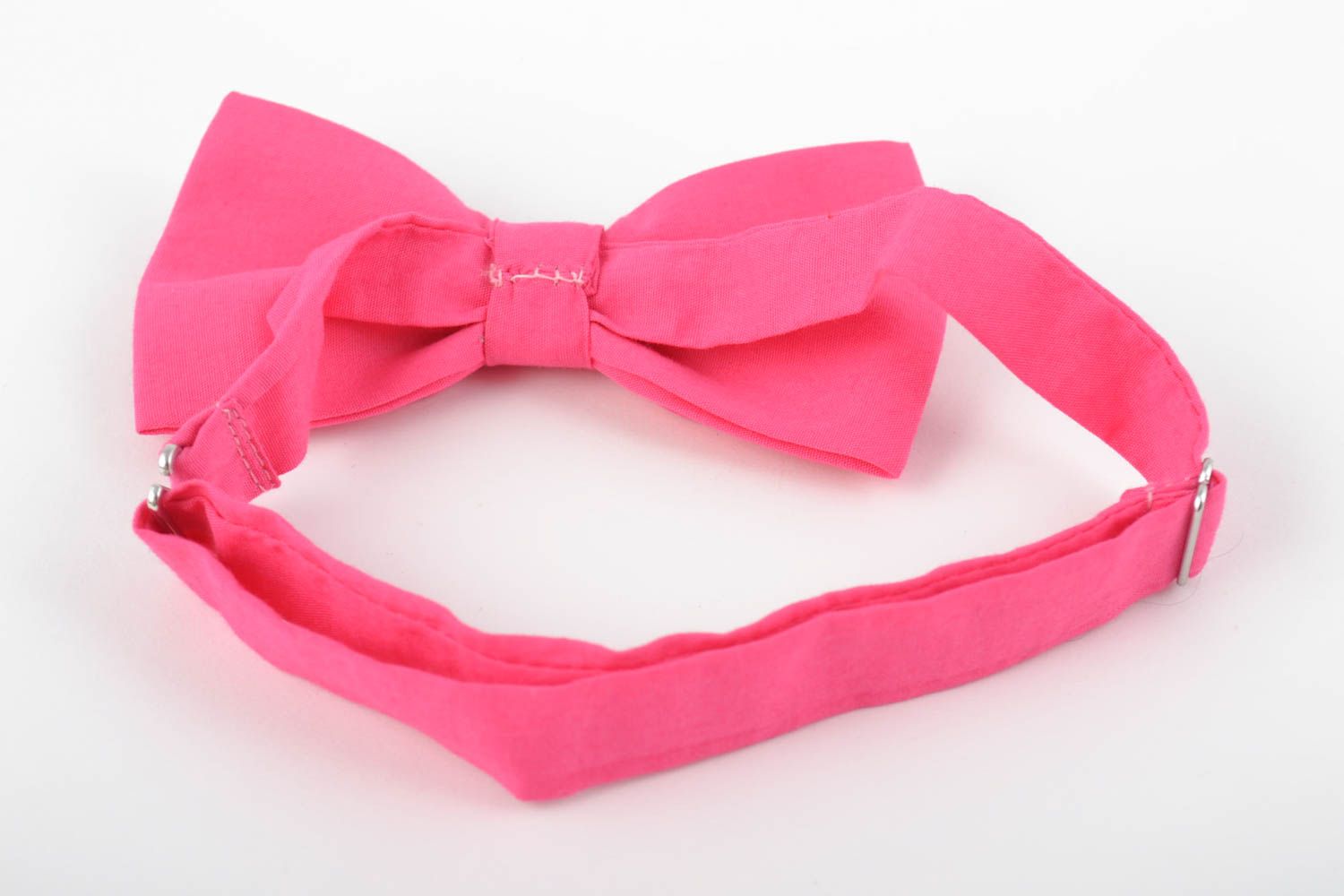Beautiful one-colored pink designer textile bow tie hand made photo 3