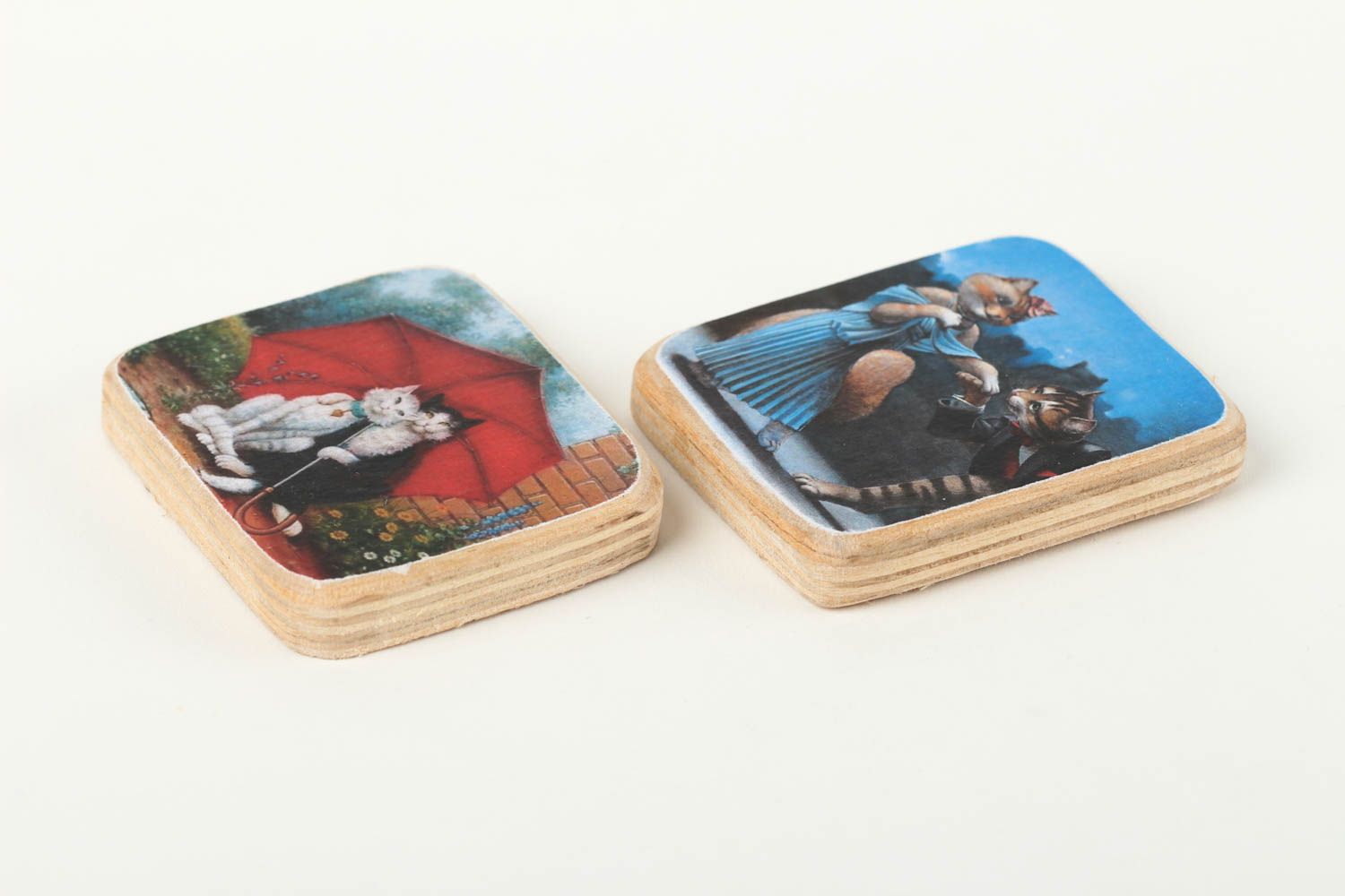 Handmade home decor 2 fridge magnets for decorative use only wooden gifts photo 2