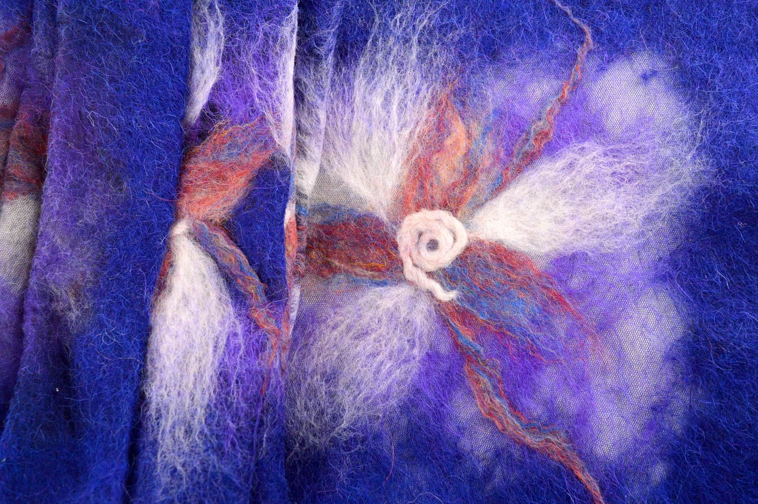 Женский шарф ручной работы шарф шерстяной оригинальный шарф из шерсти синий фото 5