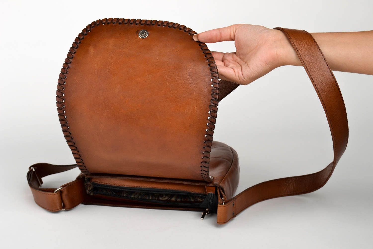 Bolso de cuero hecho a mano con imagen accesorio de moda regalo personalizado foto 5