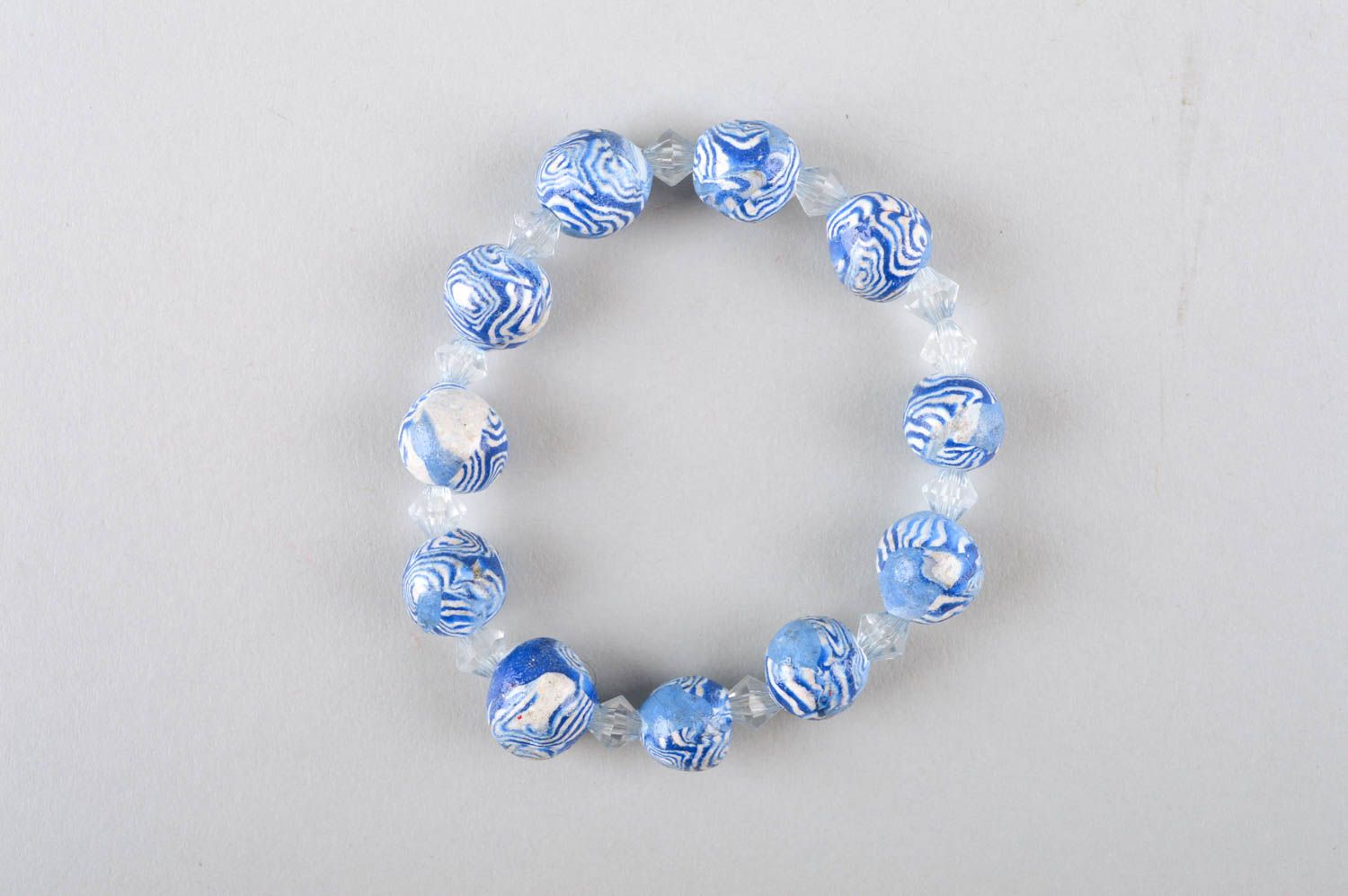 Bracelet bleu Bijou fait main en pâte polymère design Accessoire femme Marin photo 5