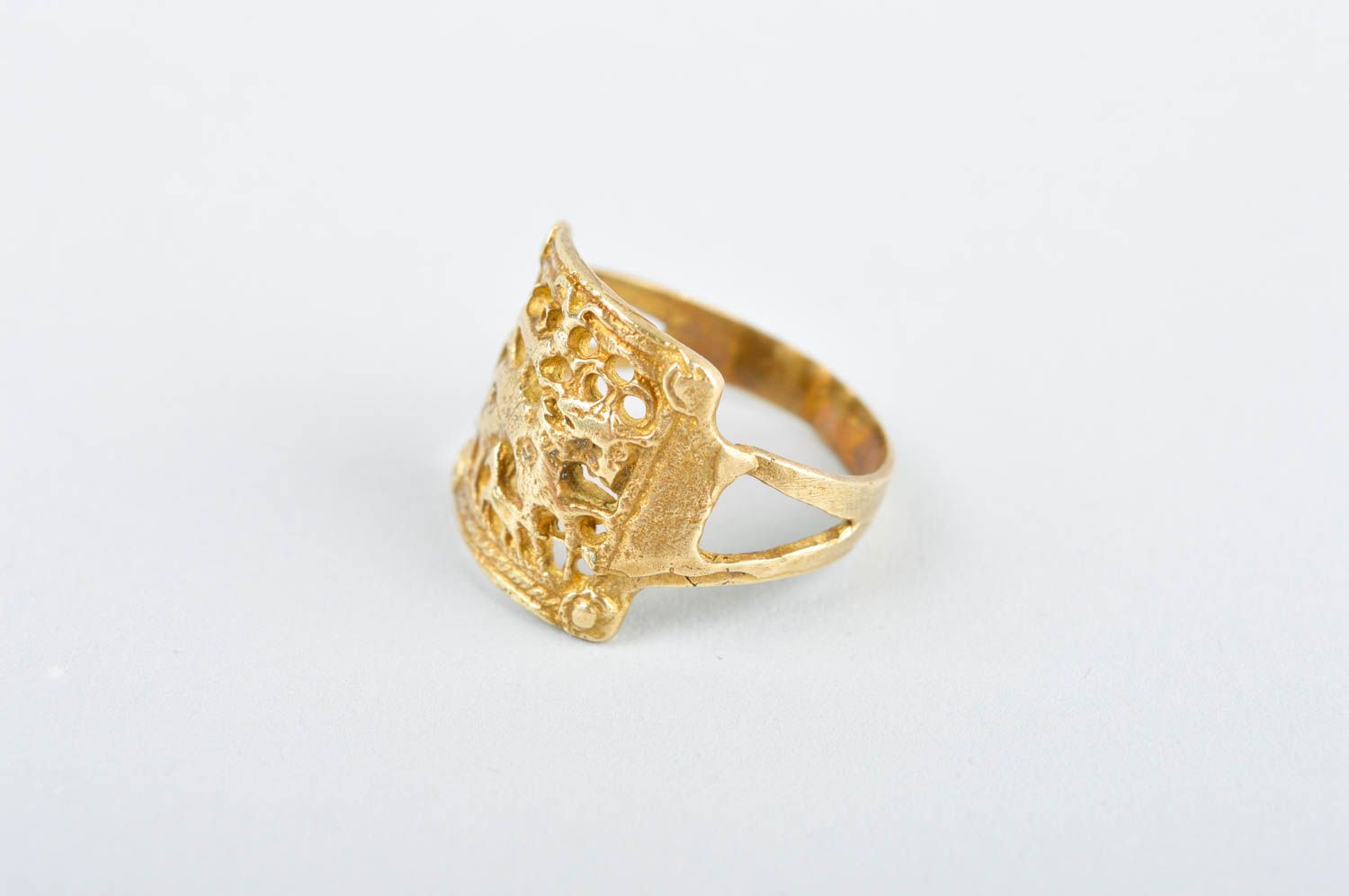Украшение из металла кольцо ручной работы модное кольцо с узором перстень латунь фото 2