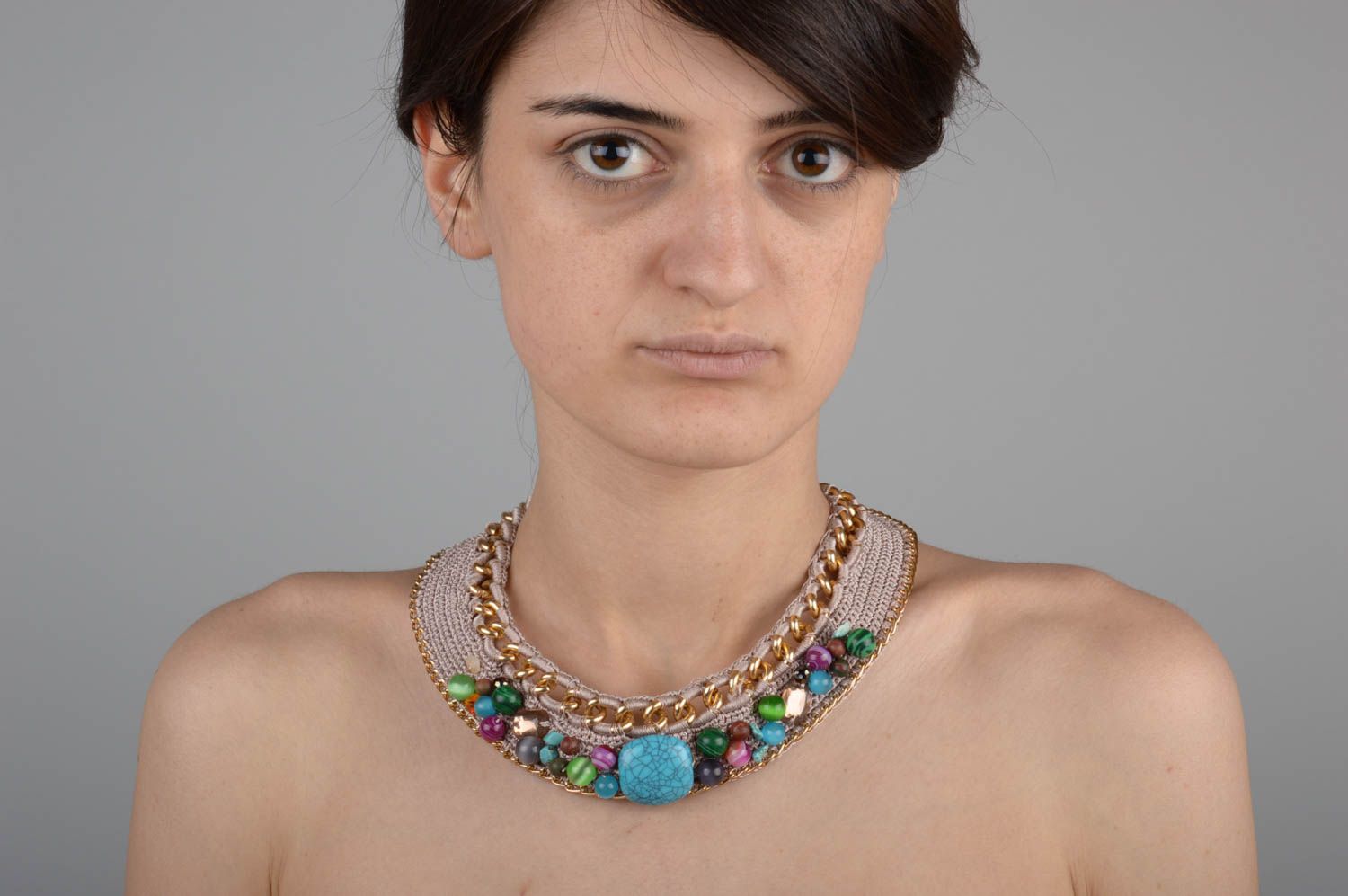 Collar hecho a mano de piedras accesorio para mujer adorno para el cuello foto 5