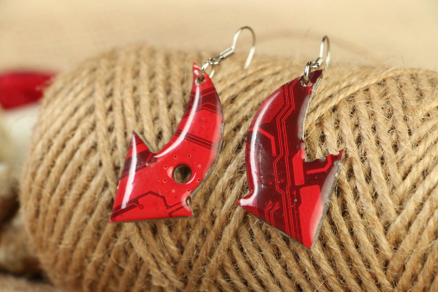 Unusual earrings in cyberpunk style Red Arrows photo 5
