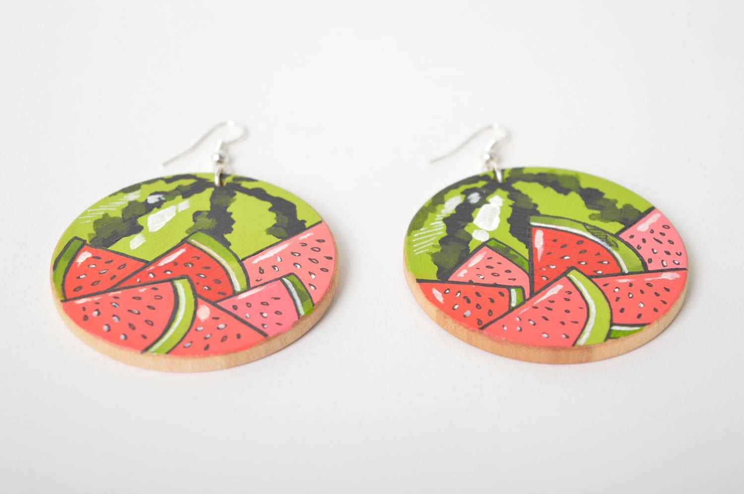 Fashion earrings handmade accessories wooden jewelry watermelon painted earrings photo 2