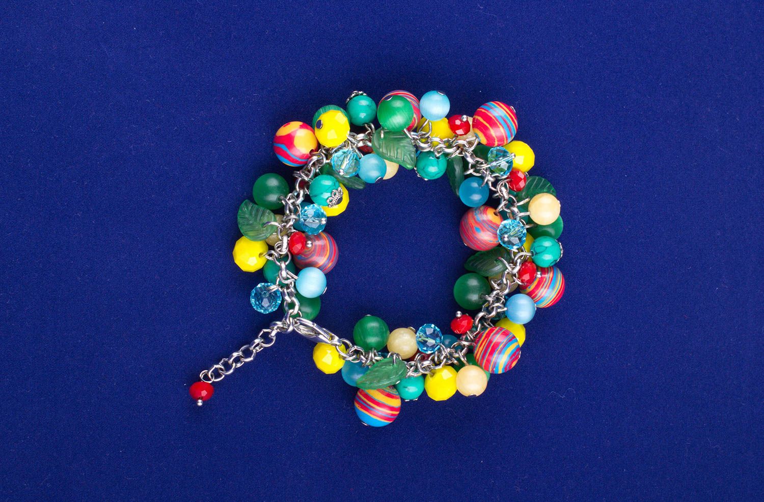 Браслет ручной работы женское украшение браслет из агата разноцветный яркий фото 2