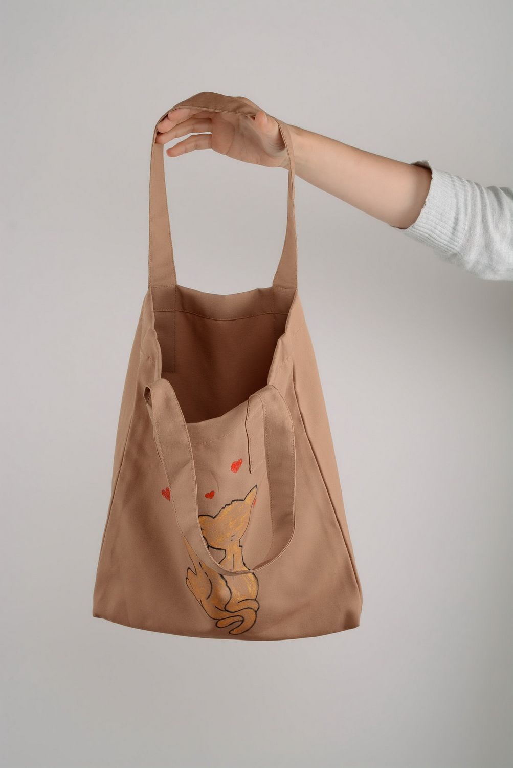 Bolsa Gatos apaixonados de tecido artesanal foto 4