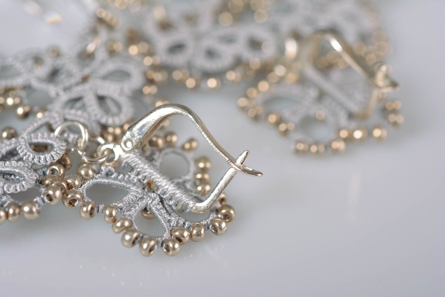 Handmade jewelry set fashion earrings womens bracelet tatting lace bead jewelry photo 4