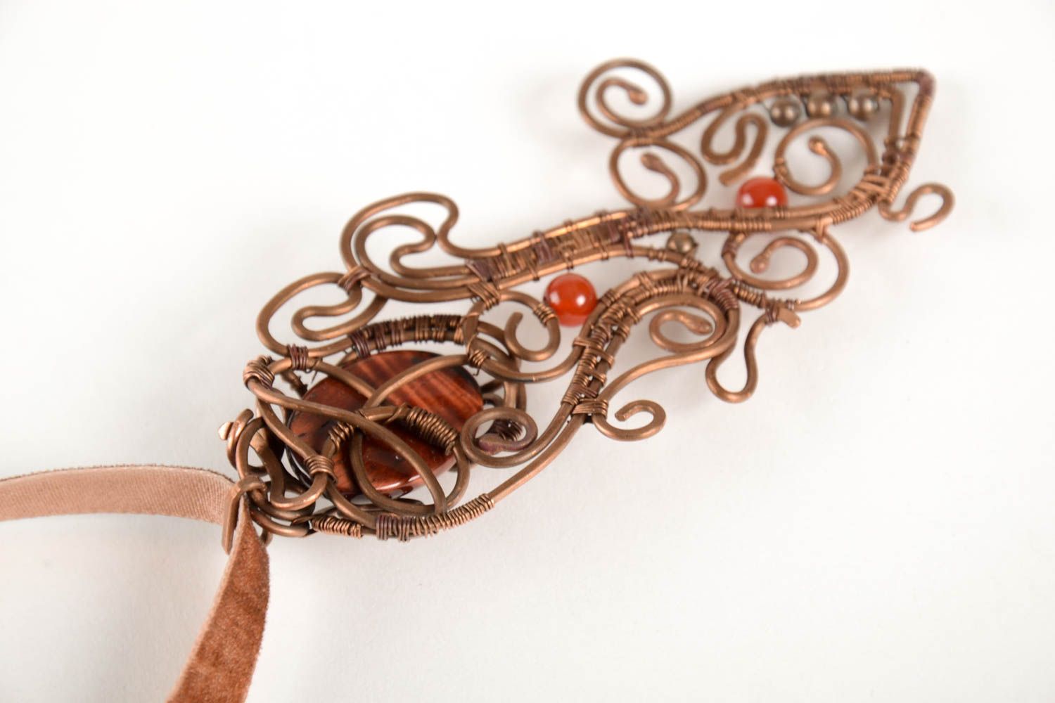 Unusual handmade metal pendant gemstone beaded pendant neck accessories photo 4